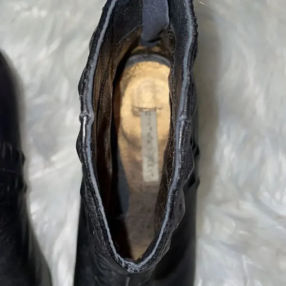 Cynthia Vincent Black Butter Soft Leather Open Toe Booties